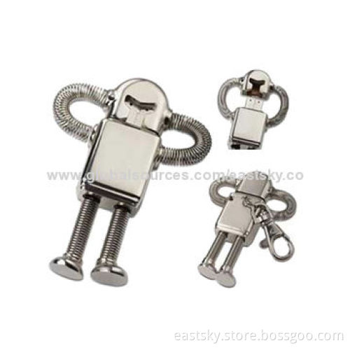 Robot-style USB drive, made of metal material, capless, 64MB to 32GB memory capacity